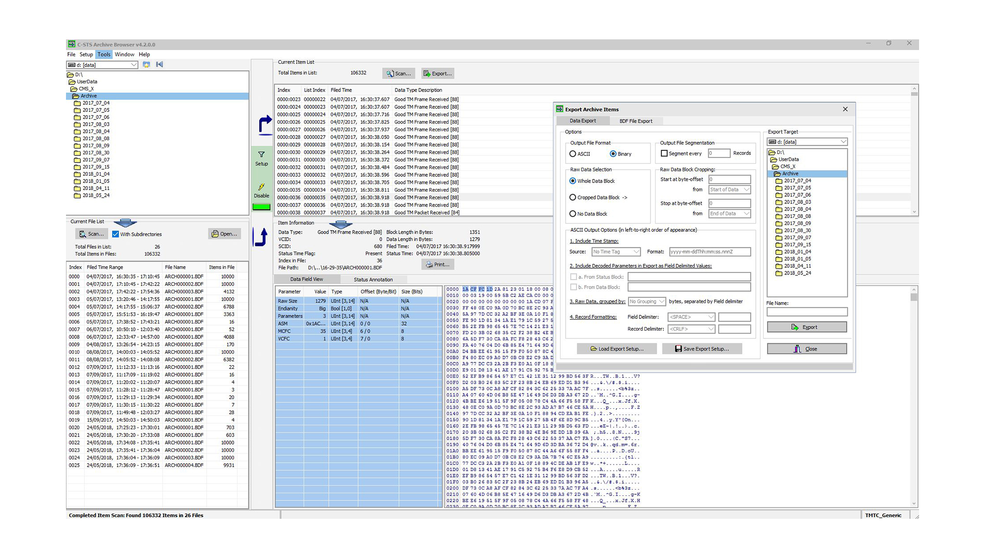 Archive Browser - Telemetry Archive File Browser